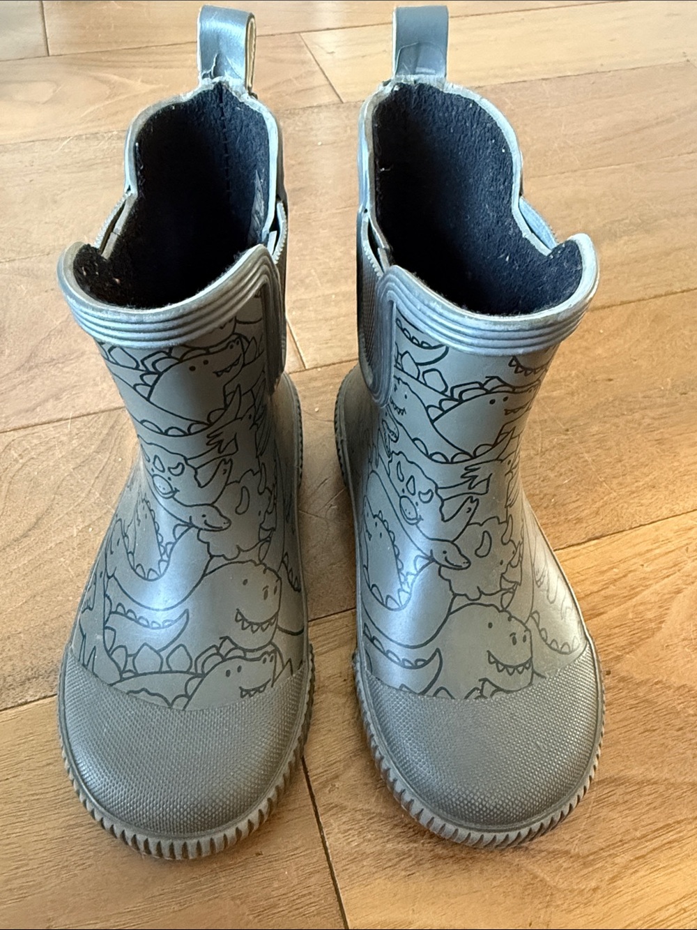 Echo Kids' Gray Dinosaur Rain Boots